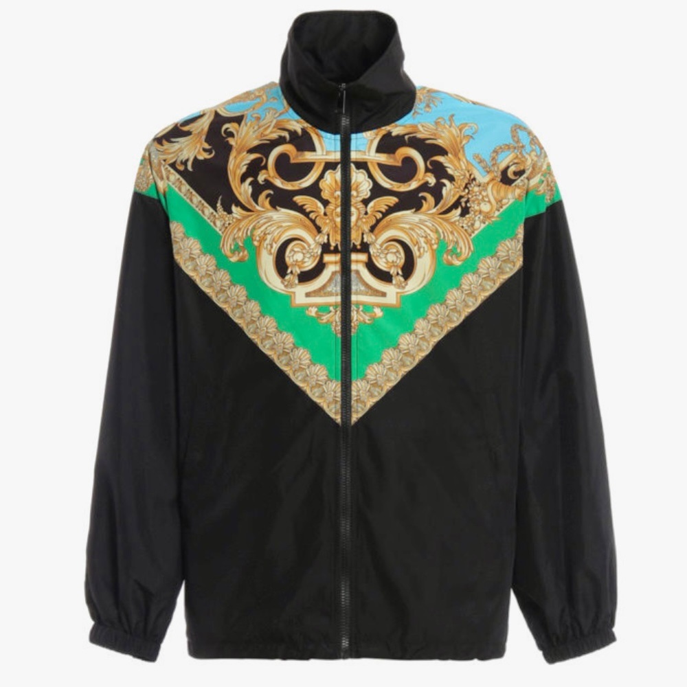 Versace Barocco Patterned Windbreaker Track Jacket Zip-up NWOT Sz. 50
